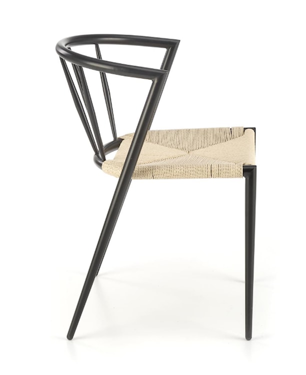 Krzesło metalowe Insived z plecionym siedziskiem czarne  - zdjęcie 7