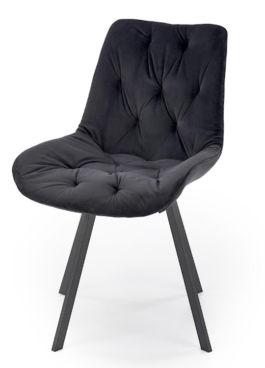 Krzesło tapicerowane Omnially z ozdobnym pikowaniem czarne