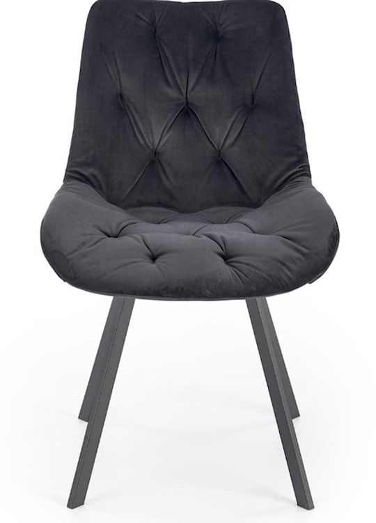 Krzesło tapicerowane Omnially z ozdobnym pikowaniem czarne  - zdjęcie 2