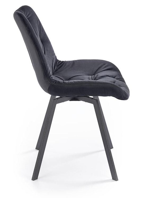Krzesło tapicerowane Omnially z ozdobnym pikowaniem czarne  - zdjęcie 3