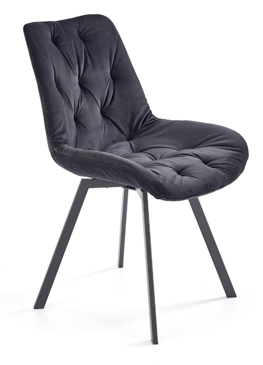 Krzesło tapicerowane Omnially z ozdobnym pikowaniem czarne  - zdjęcie 5