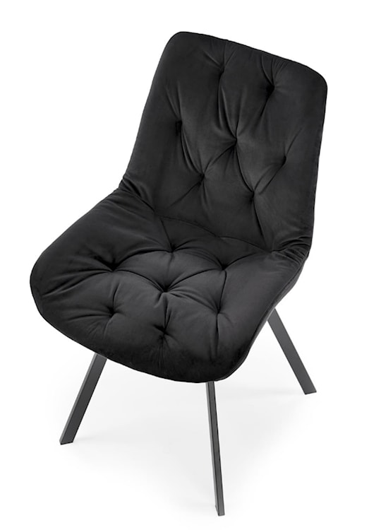 Krzesło tapicerowane Omnially z ozdobnym pikowaniem czarne  - zdjęcie 7