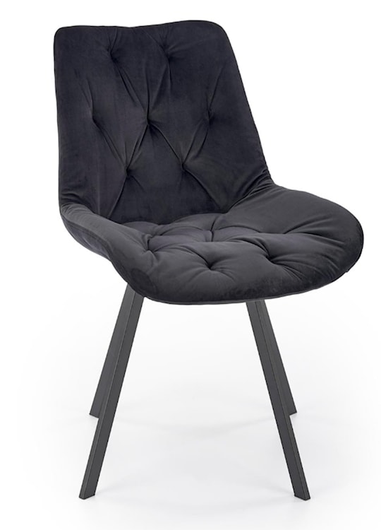 Krzesło tapicerowane Omnially z ozdobnym pikowaniem czarne  - zdjęcie 8