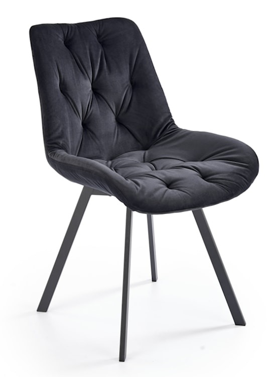 Krzesło tapicerowane Omnially z ozdobnym pikowaniem czarne  - zdjęcie 9