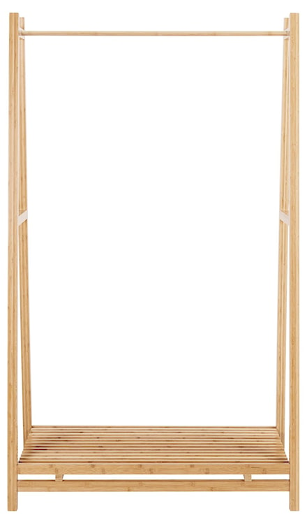 Wieszak na ubrania Sulands bambusowy wolnostojący z drążkiem i półką 105x50x175 cm  - zdjęcie 3