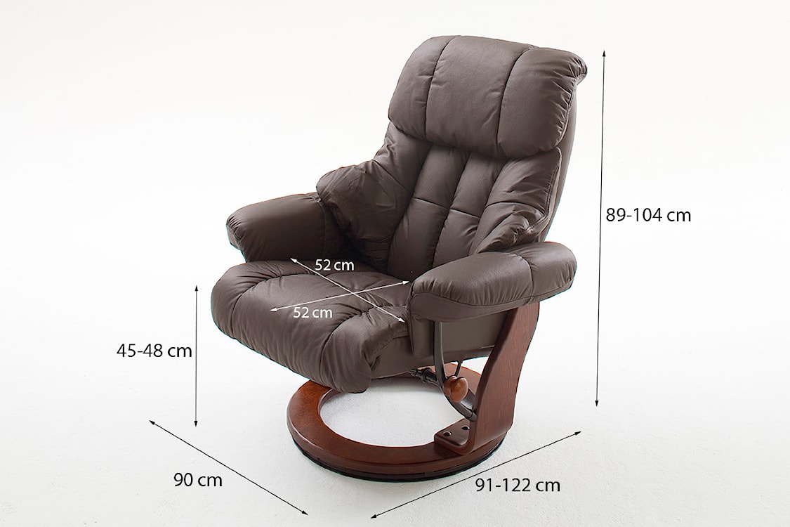 Fotel wypoczynkowy Callock z funkcją relaks i podnóżkiem orzech/brąz  - zdjęcie 9