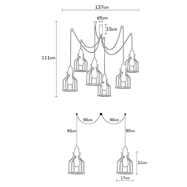 Lampa wisząca Franklog x6 żyrandol czarna  - zdjęcie 3