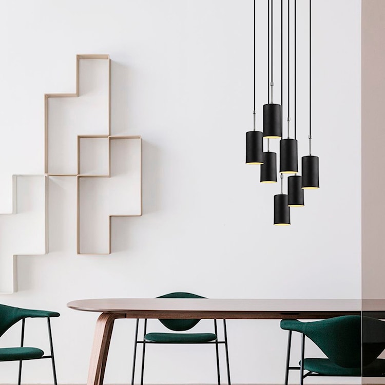 Lampa sufitowa Daffnia x7 minimalistyczna na okrągłej podsufitce czarna  - zdjęcie 3