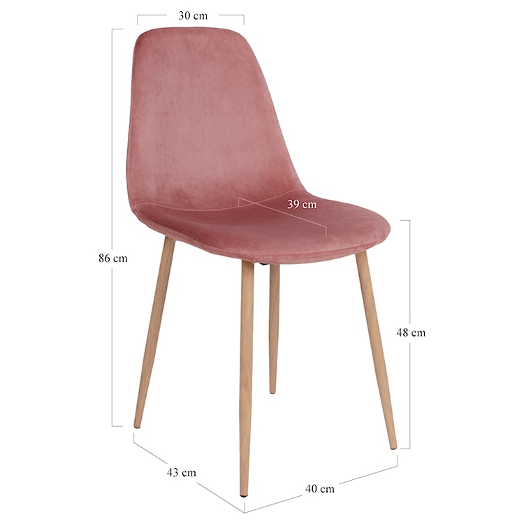 Krzesło tapicerowane Iger różowe na brązowych nogach  - zdjęcie 7