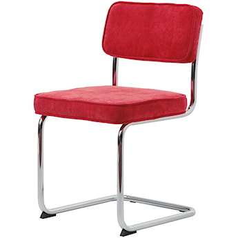 Krzesło tapicerowane Dessaus na chromowanej podstawie czerwone