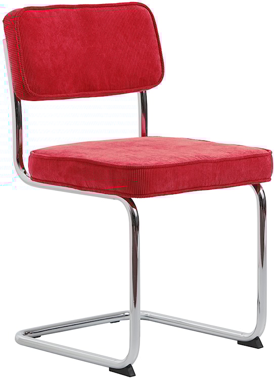 Krzesło tapicerowane Dessaus na chromowanej podstawie czerwone