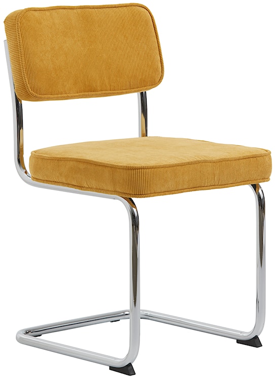 Krzesło tapicerowane Dessaus na chromowanej podstawie żółte