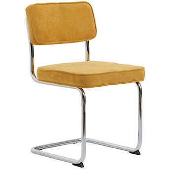Krzesło tapicerowane Dessaus na chromowanej podstawie żółte