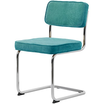 Krzesło tapicerowane Dessaus na chromowanej podstawie niebieskie