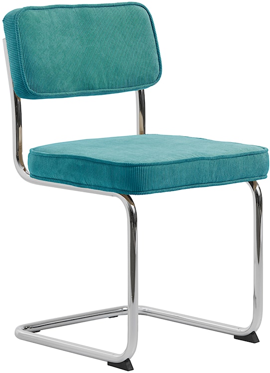 Krzesło tapicerowane Dessaus na chromowanej podstawie niebieskie