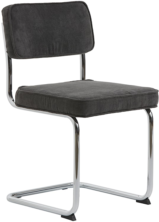 Krzesło tapicerowane Dessaus na chromowanej podstawie ciemnoszare