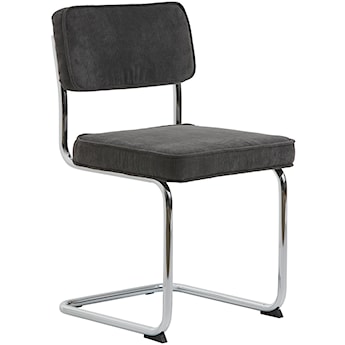 Krzesło tapicerowane Dessaus na chromowanej podstawie ciemnoszare