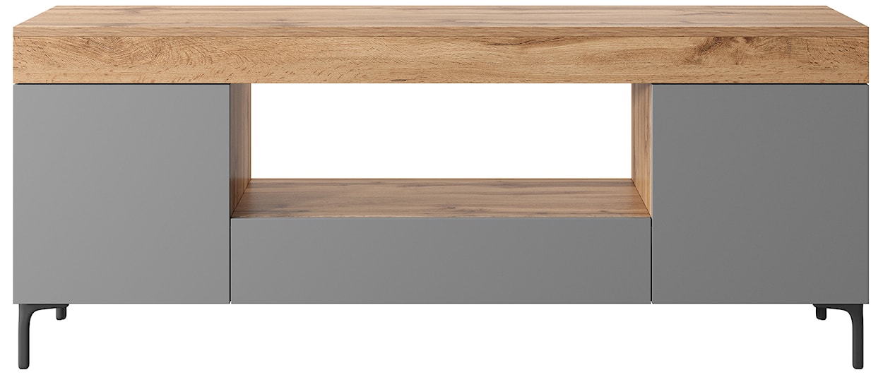 Szafka RTV Gusto 137 cm Dąb lancaster / szary mat z oświetleniem  - zdjęcie 3