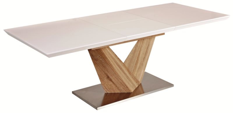 Stół rozkładany Aramoko 140-200x85 cm sonoma - biały  - zdjęcie 3