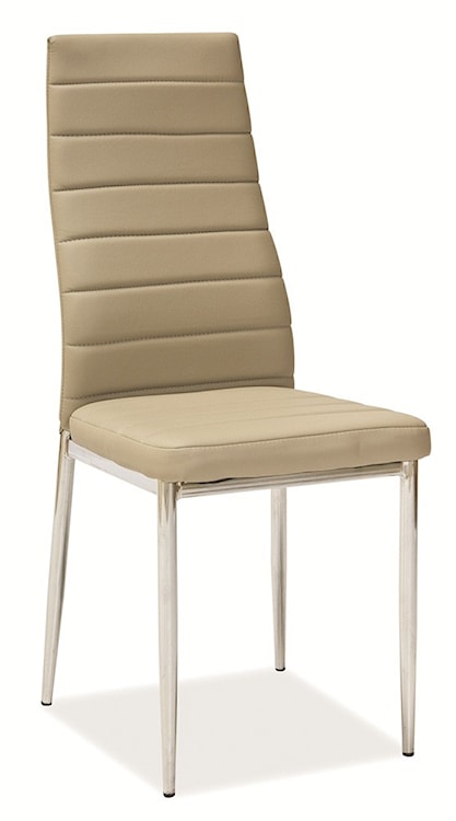 Krzesło tapicerowane Lastad beżowe na błyszczącej podstawie  - zdjęcie 2