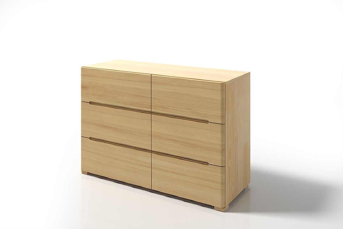 Komoda Herte z drewna sosnowego z sześcioma szufladami Bielony  - zdjęcie 4