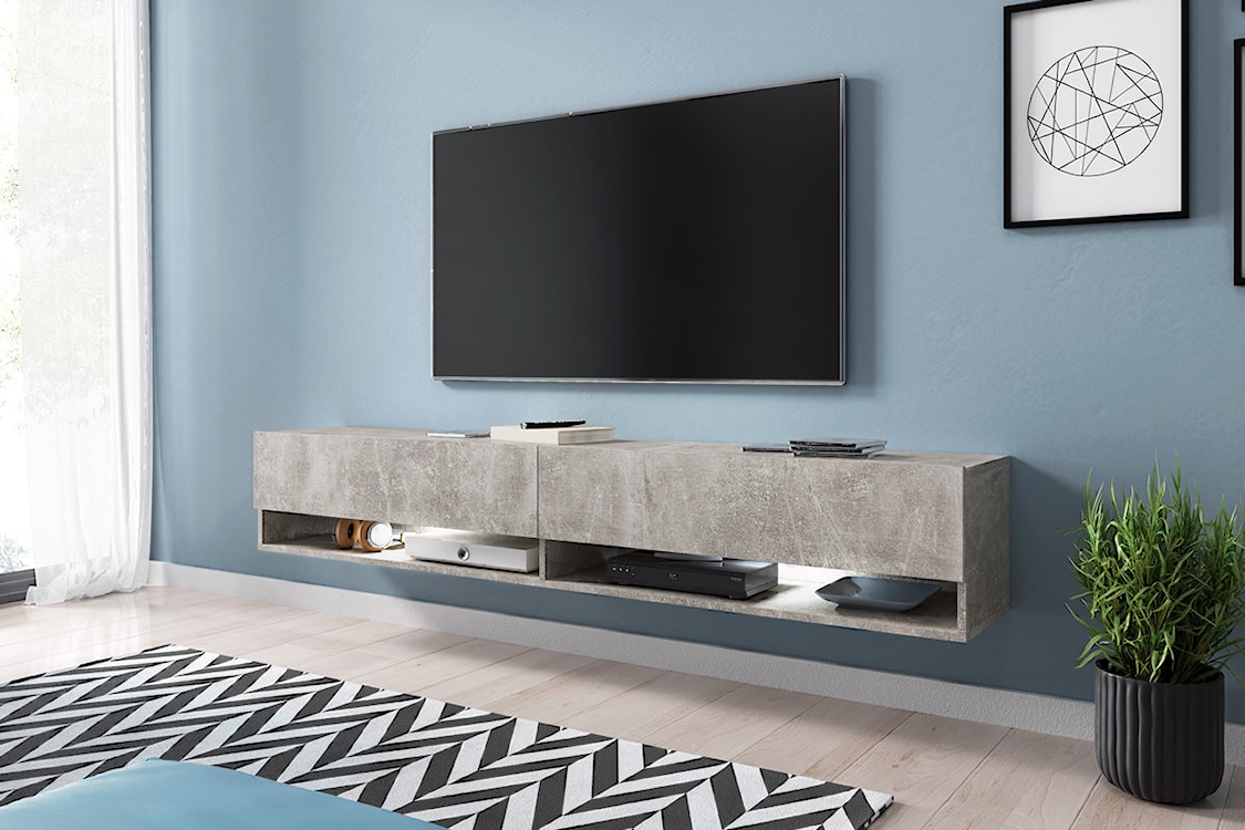 Szafka RTV Wander 180 cm Beton z oświetleniem 
