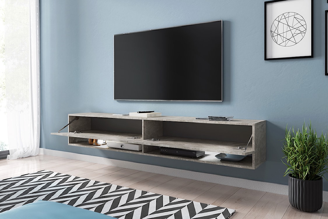 Szafka RTV Wander 180 cm Beton z oświetleniem  - zdjęcie 2