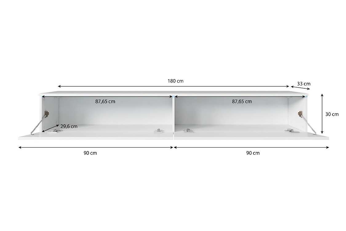 Szafka RTV Kane 180 cm Beton / Biały połysk z oświetleniem  - zdjęcie 7