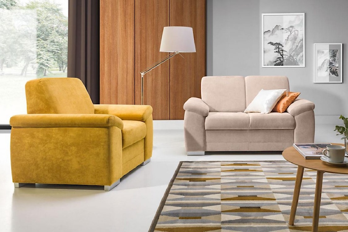 Sofa dwuosobowa Jessie żółta łatwoczyszczący  - zdjęcie 3