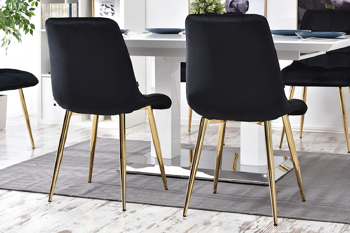 Krzesło tapicerowane Briare czarno - złote  - zdjęcie 7