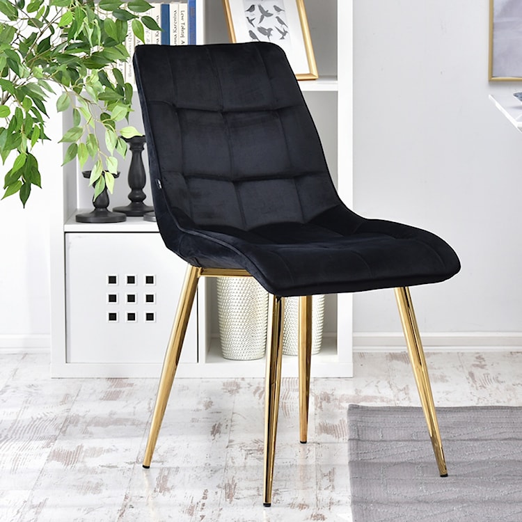 Krzesło tapicerowane Briare czarno - złote  - zdjęcie 8