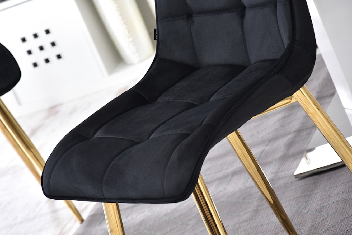 Krzesło tapicerowane Briare czarno - złote  - zdjęcie 10