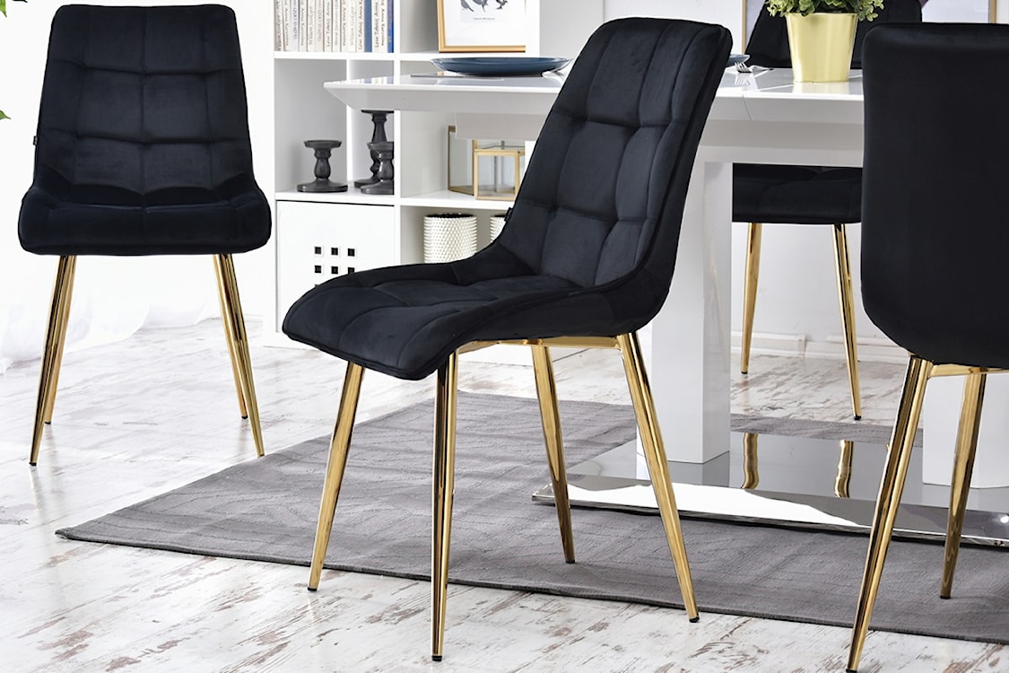 Krzesło tapicerowane Briare czarno - złote  - zdjęcie 3