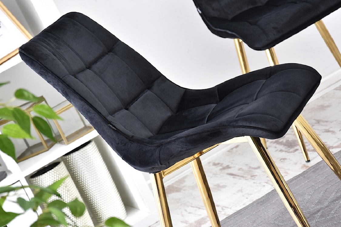 Krzesło tapicerowane Briare czarno - złote  - zdjęcie 11