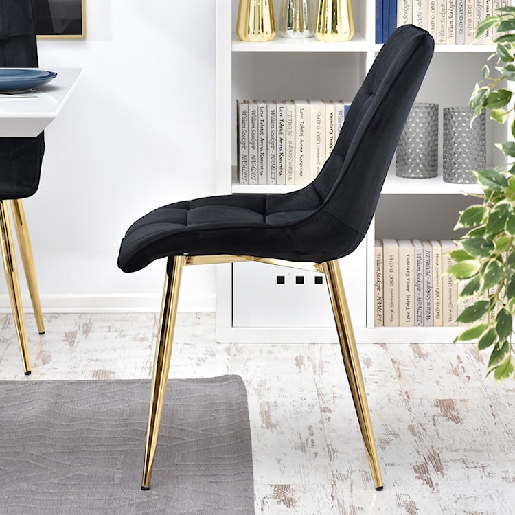 Krzesło tapicerowane Briare czarno - złote  - zdjęcie 14