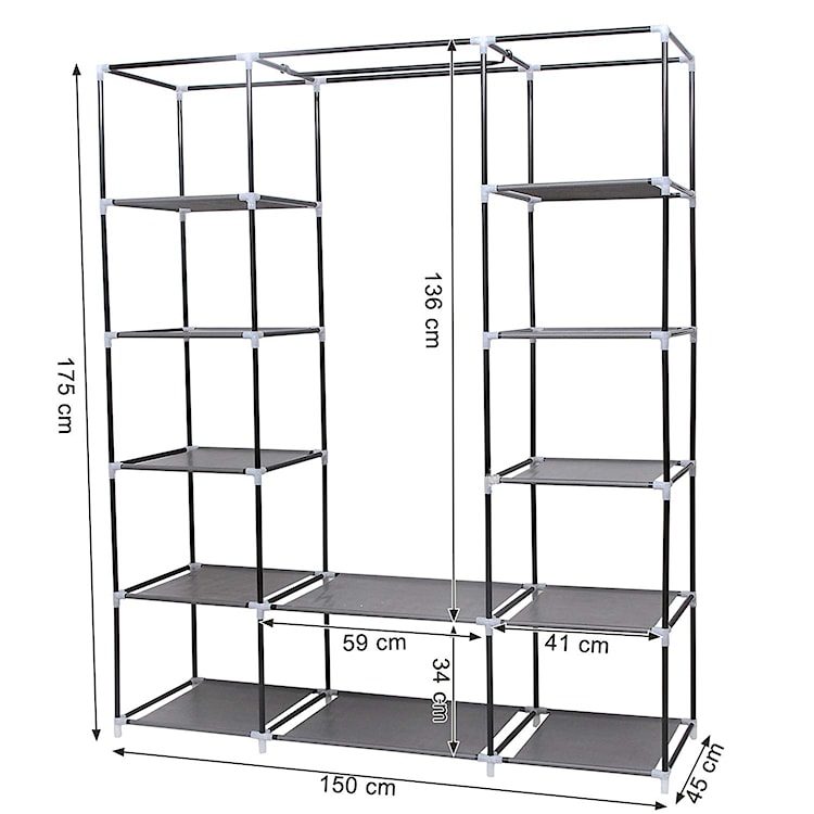 Szafa Baratins 150 cm szara  - zdjęcie 5