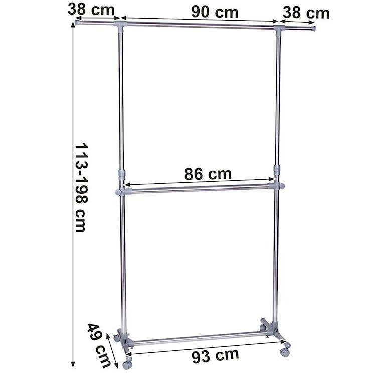 Wieszak mobilny Clinic 90-166 cm podwójny  - zdjęcie 5