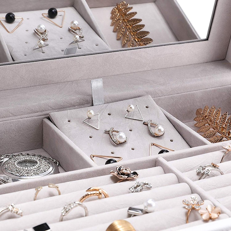 Szkatułka na biżuterię Quartz biała na zegarki, pierścionki i kolczyki 5 szuflad  - zdjęcie 5
