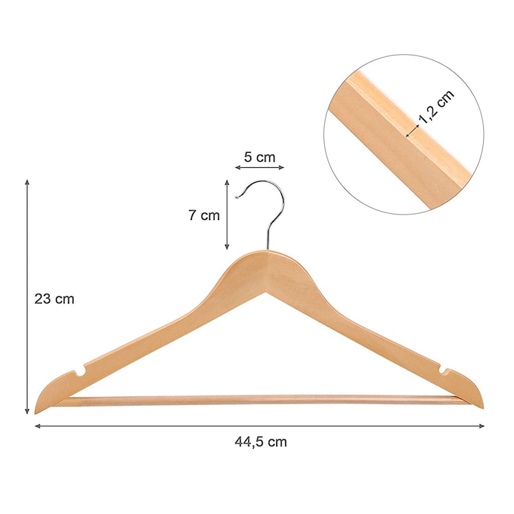 Wieszaki na ubrania Maple 20 sztuk z obrotowym haczykiem i profilowaniem  - zdjęcie 7
