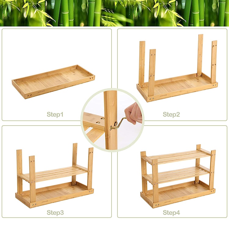 Regał łazienkowy Naturalel z bambusowego drewna z trzema półkami 70 cm  - zdjęcie 5