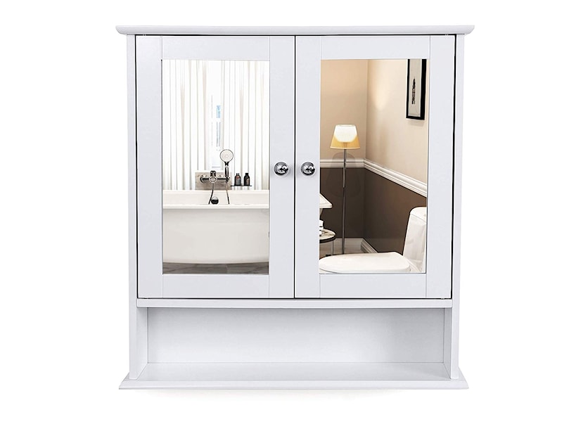 Szafka łazienkowa Wlens 56 cm wisząca z lustrem w stylu rustykalnym 