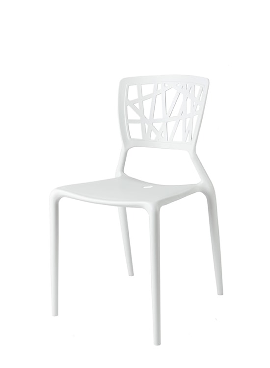 Krzesło Devir z tworzywa sztucznego z ażurowanym oparciem białe  - zdjęcie 4