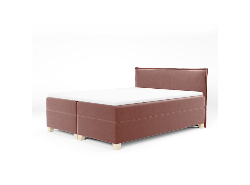 Łóżko kontynentalne 140x200 cm Froncle z pojemnikami i topperem różowe 