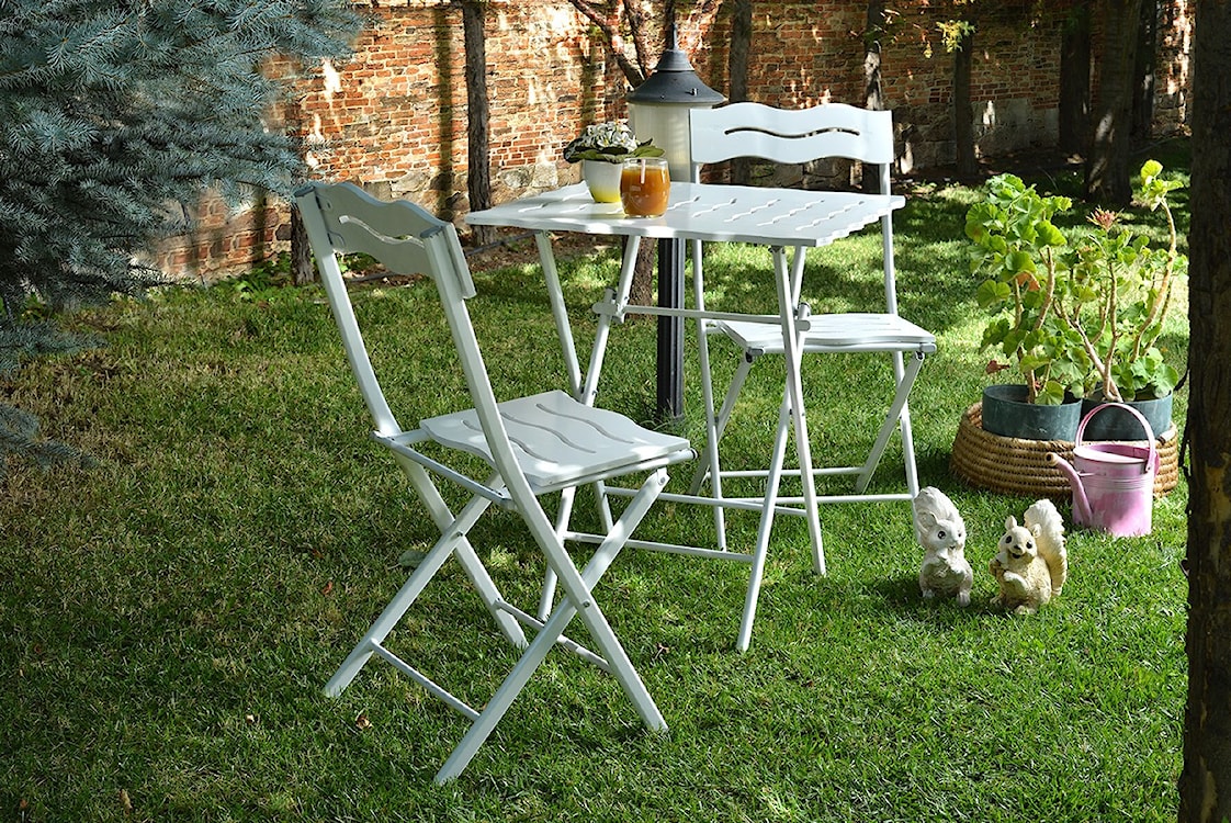 Zestaw ogrodowy dwuosobowy Allentra ze stolikiem i krzesłami biały   - zdjęcie 4