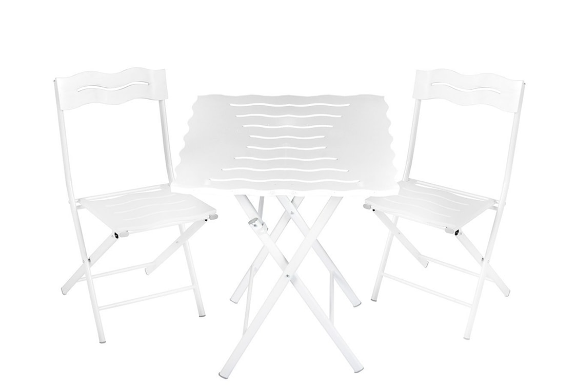 Zestaw ogrodowy dwuosobowy Allentra ze stolikiem i krzesłami biały 