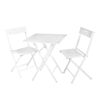 Zestaw ogrodowy dwuosobowy Devolls ze stolikiem i krzesłami biały 