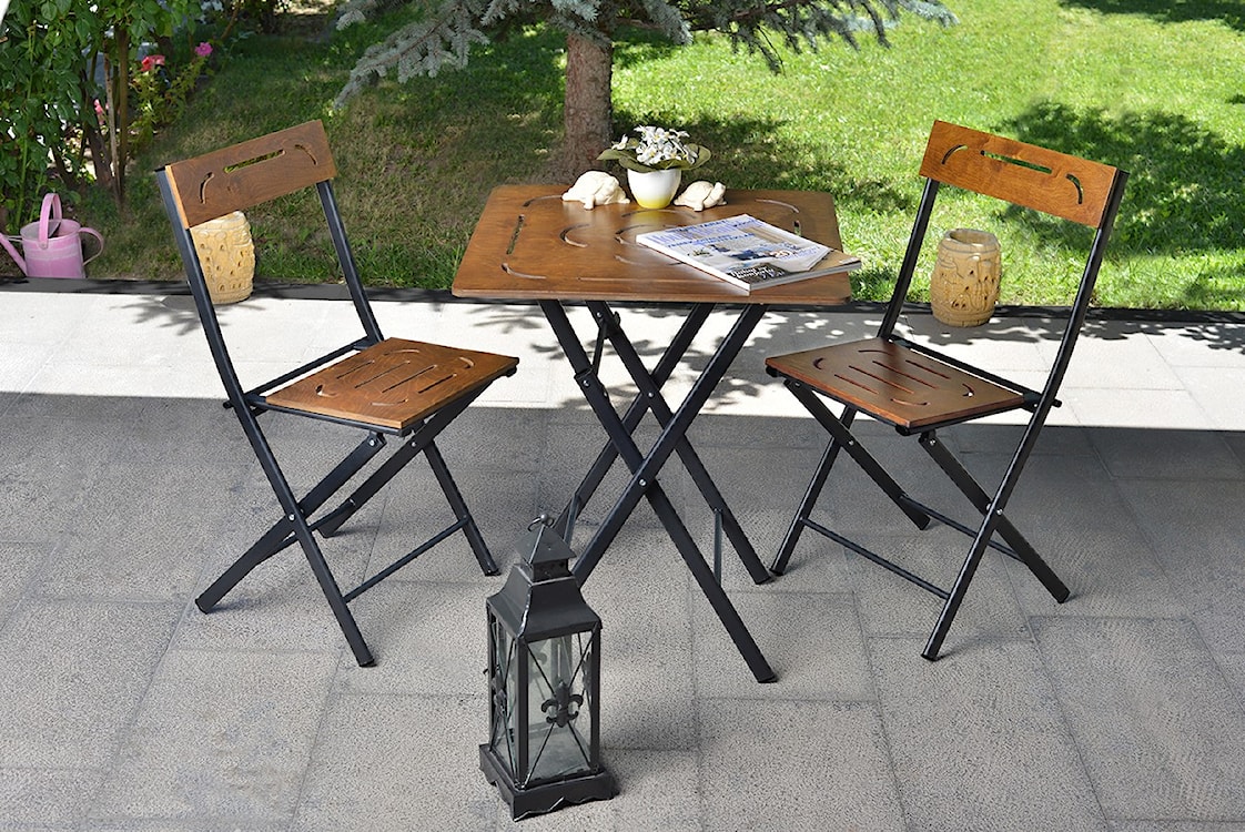 Zestaw ogrodowy dwuosobowy Devolls ze stolikiem i krzesłami brązowy   - zdjęcie 2