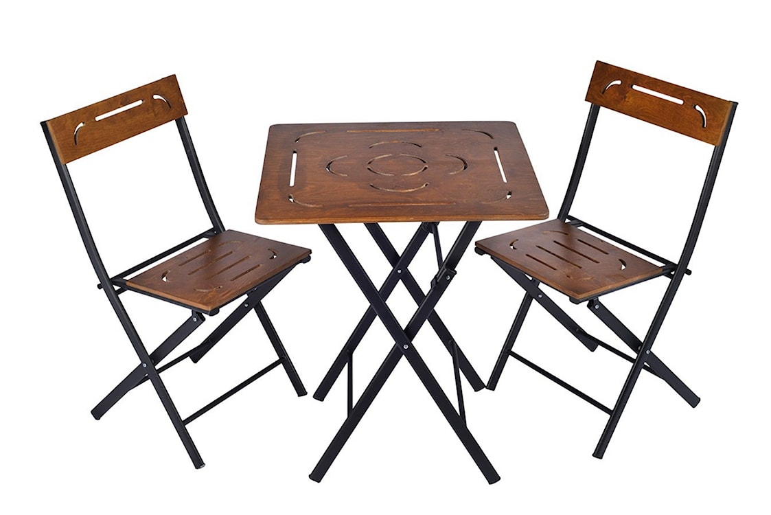Zestaw ogrodowy dwuosobowy Devolls ze stolikiem i krzesłami brązowy 