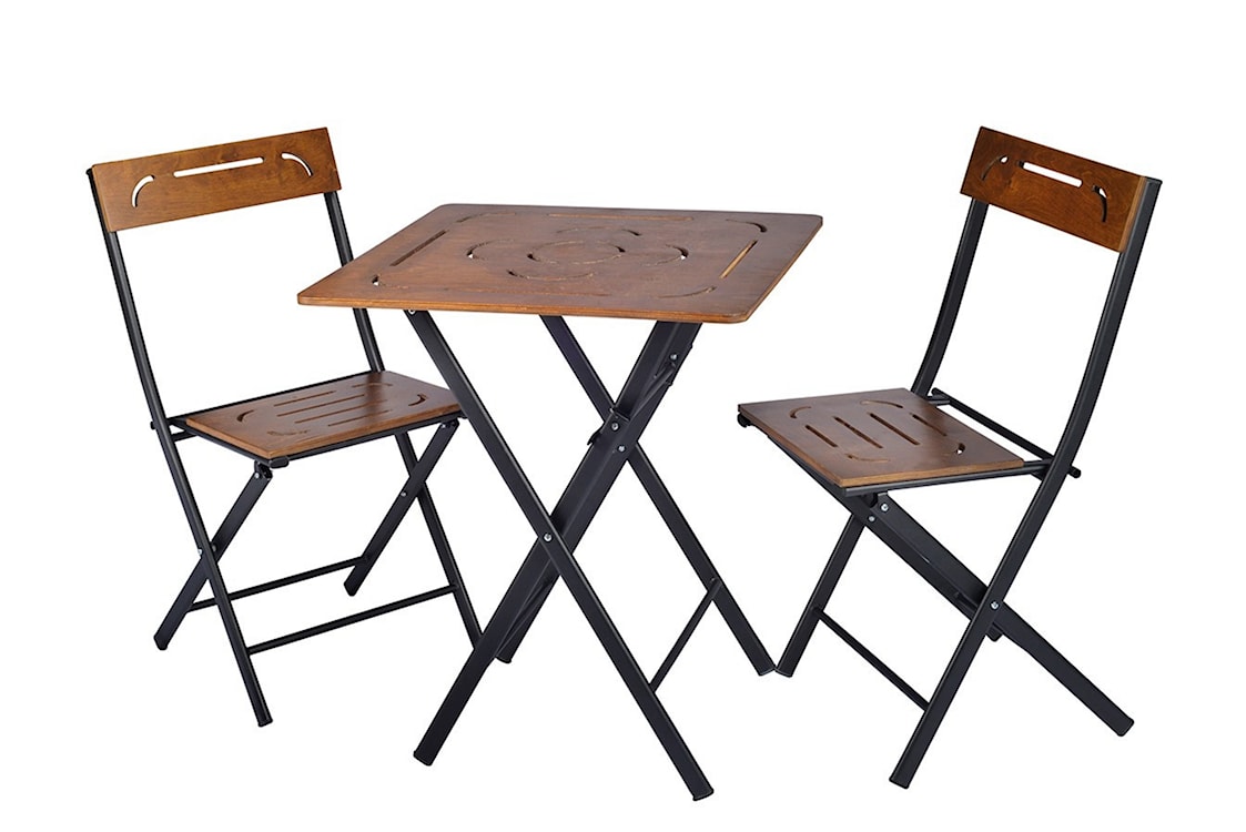 Zestaw ogrodowy dwuosobowy Devolls ze stolikiem i krzesłami brązowy   - zdjęcie 5