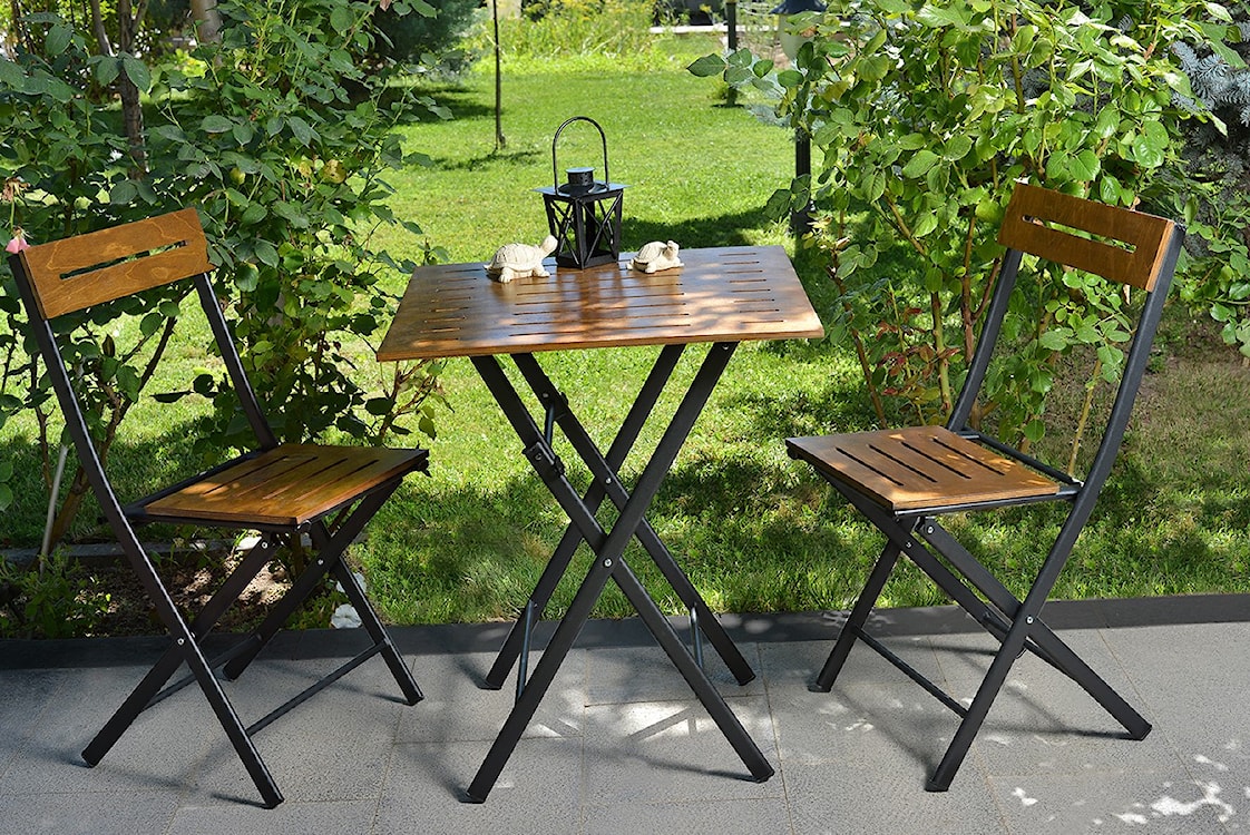 Zestaw ogrodowy dwuosobowy Gorizes ze stolikiem i krzesłami brązowy   - zdjęcie 2
